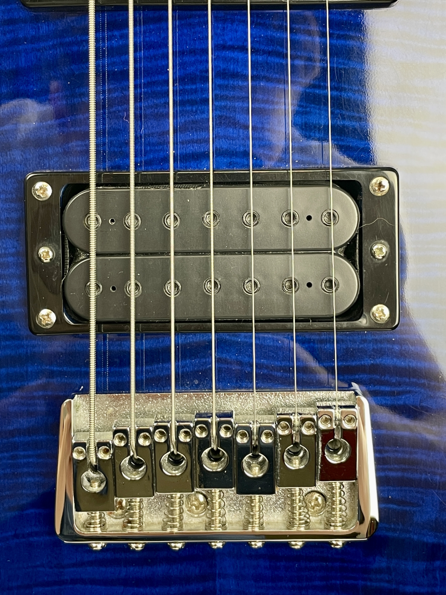 PRS SE Custom 24 7 String 2013 Blue Flame Top/Dimarzio pickups